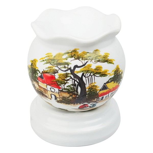 Đèn xông tinh dầu sứ vẽ tay+lọ tinh dầu #2
