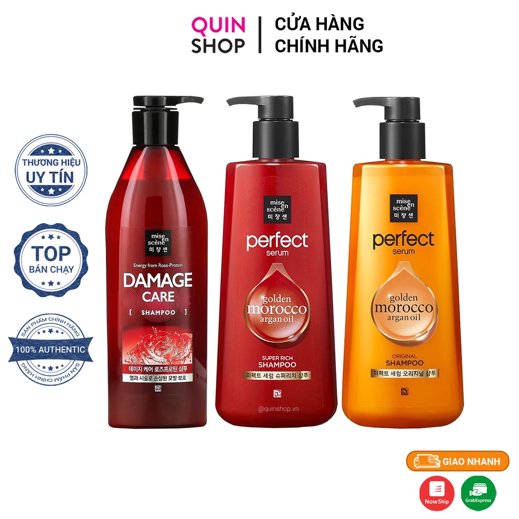 Combo Gội Xả Chăm Sóc Tóc Hư Tổn Mise En Scene Perfect Serum, Damage Care Shampoo And Conditioner