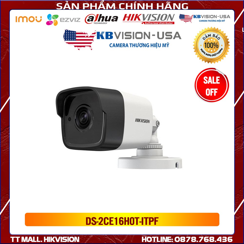 Camera HDTVI  Hikvision DS-2CE16H0T-ITPF 5MP  hàng chính hãng bảo hành 2 năm