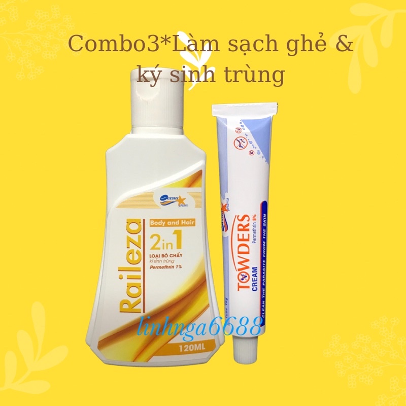 Combo Raileza &amp; Towders cream loại sạch ghẻ và các loại ký sinh trùng