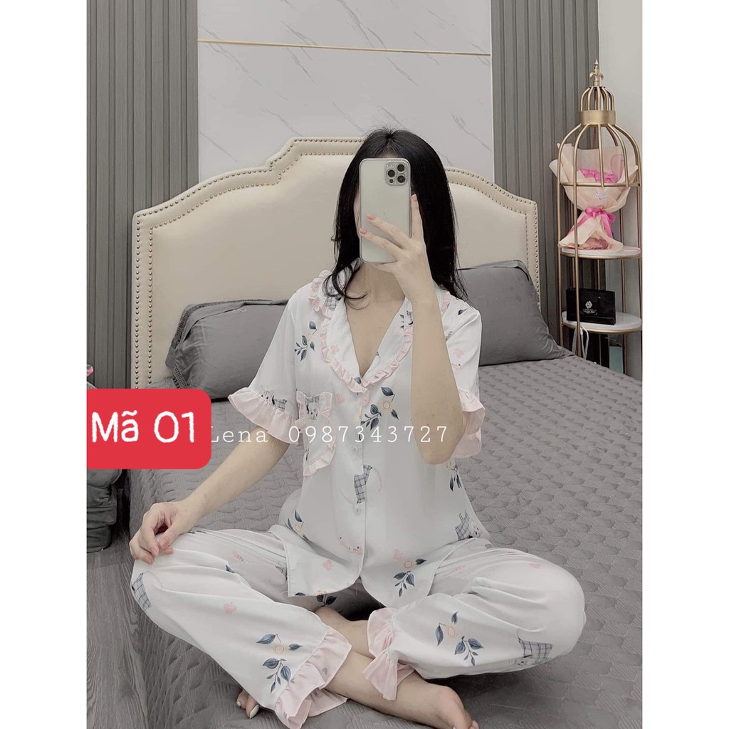 Set bộ pyjama lụa dài , set bộ mặc ở cữ cho mẹ sau sinh