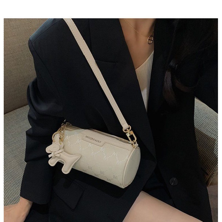 Túi Xách Hình Trụ Màu Trắng Thời Trang Mùa Hè Cho Nữ