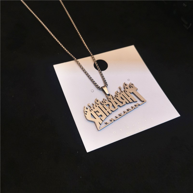 Dây Chuyền Vòng Cổ Chữ VANS - THRASHER Ngọn Lửa Phong Thép Titan Hiphop - VC018