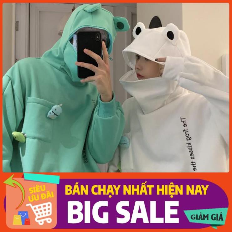SALE 🐸SALE🐸Áo Hoodie Ếch khoá miệng cực xinh, áo khoác nam nữ thu đông xinh xắn hot hit
