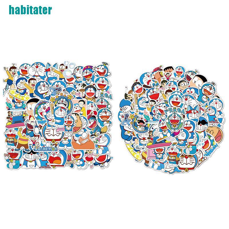 Set 50 Sticker Doraemon Dán Trang Trí Xe Hơi / Xe Máy / Hành Lý / Ván Trượt / Xe Hơi