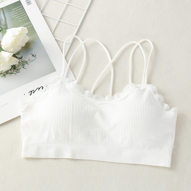  Áo bra phối viền ren thiết kế dây chéo cho nữ | BigBuy360 - bigbuy360.vn