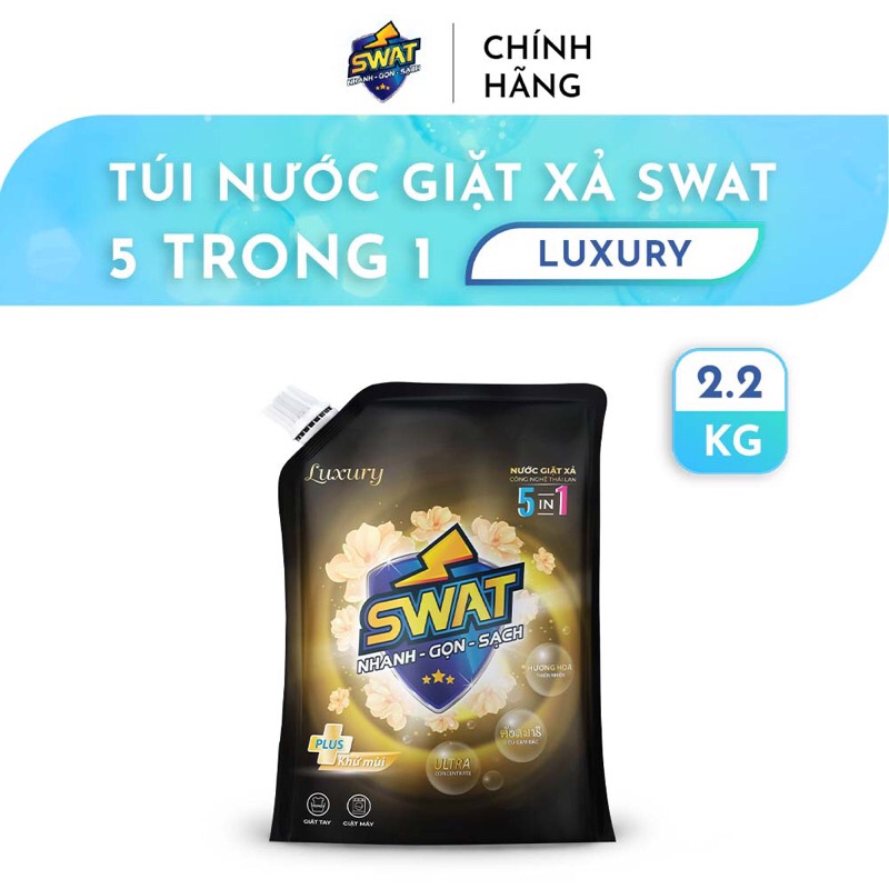 Nước giặt xả Swat 5in1 dạng túi 2,2L (đủ màu)