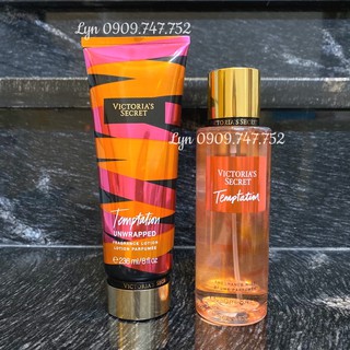 [Set 2c VIC] Nước Hoa Xịt Thơm Toàn Thân Victoria Secret Temptation Body Mist Lotion VS Amber Romance Coconut Pure