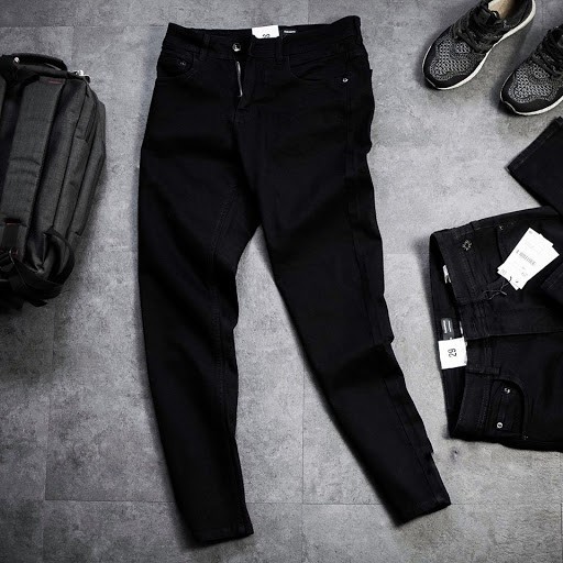 Quần Jeans Unisex màu Đen Trơn/ Rách gối - Quần jean dáng SKINNY nam nữ unisex