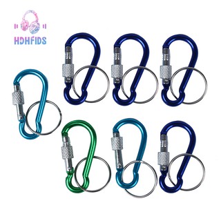 7 Pcs 5# Screw Lock Mini Multicolor Aluminum Carabiner Hook w Keyring