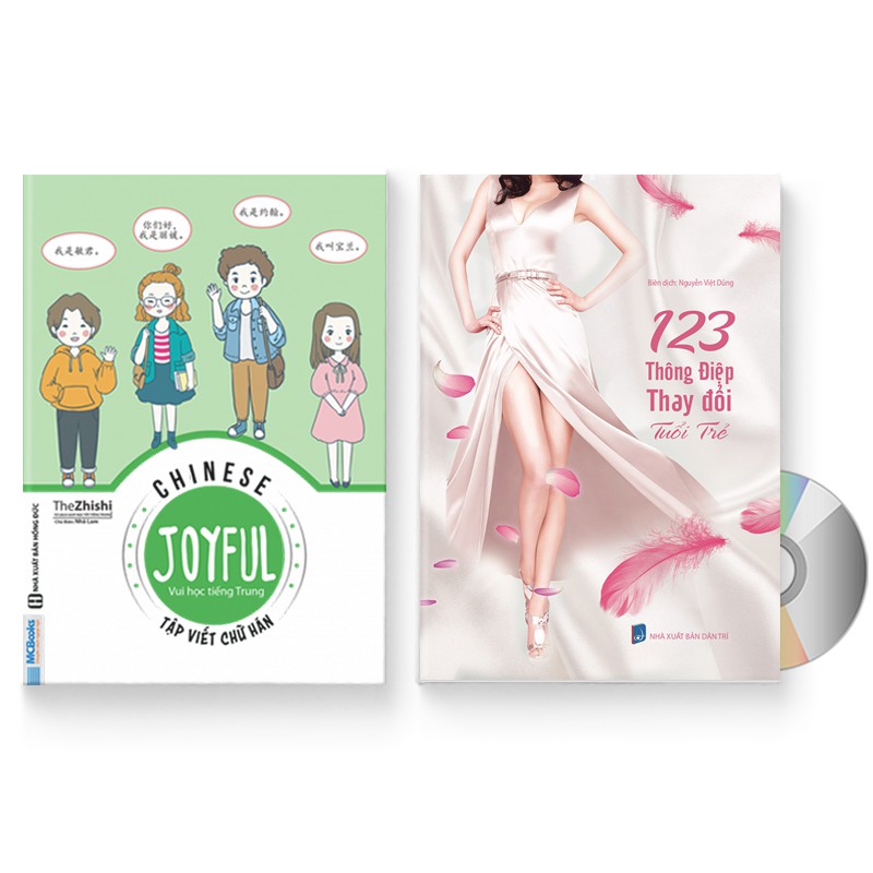 Sách - Combo 2 sách: Joyful Chinese – Vui học tiếng Trung – Tập viết chữ +  123 Thông Điệp Thay Đổi Tuổi Trẻ + DVD quà