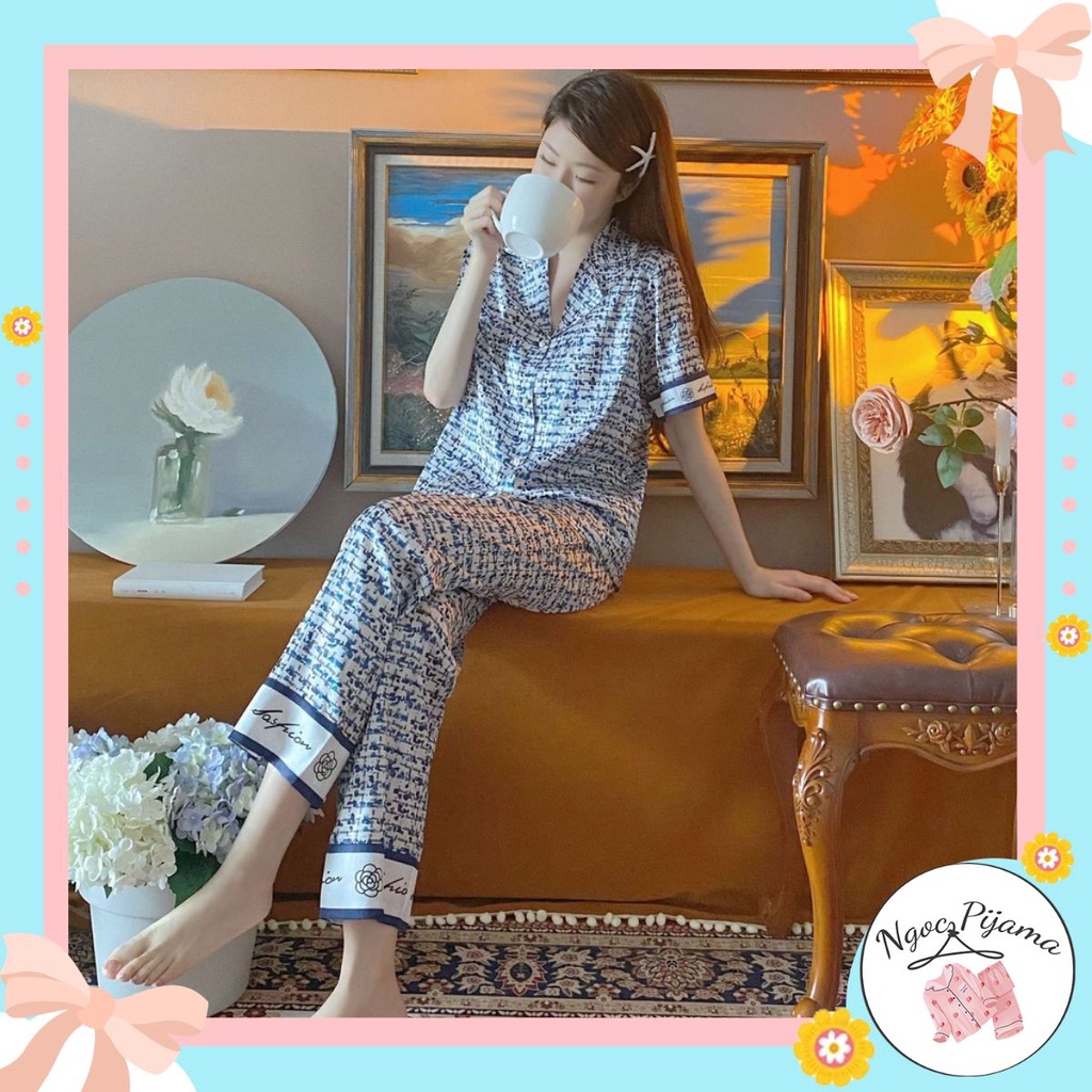 [Hàng Loại 1] Bộ ngủ lụa Pizama cao cấp, bộ mặc nhà xinh sang chảnh