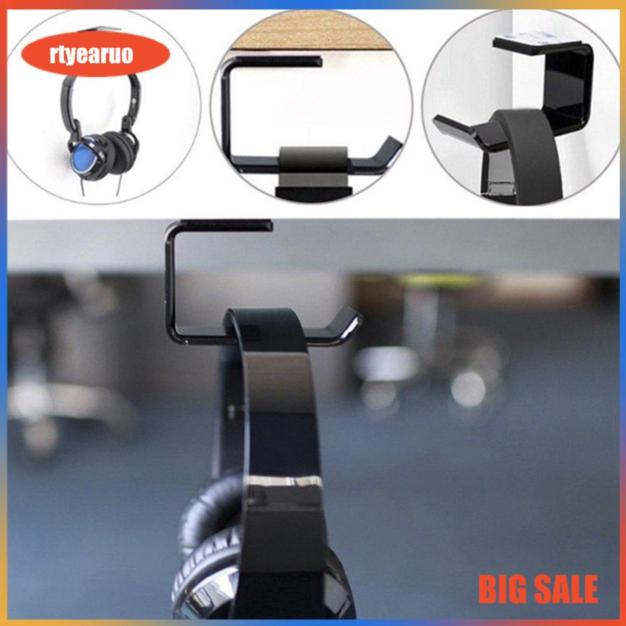 Simple Headphone Stand Hanger Hook Tape Under Desk Dual Headset Mount Holder