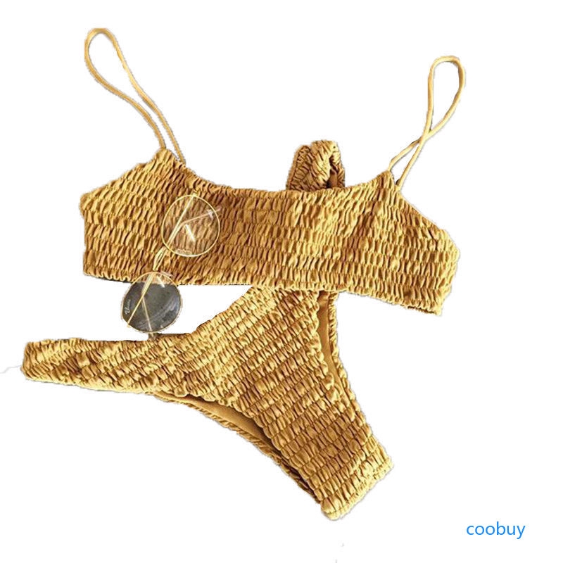 Set bikini kiểu vải nhún màu trơn gợi cảm cho nữ | BigBuy360 - bigbuy360.vn