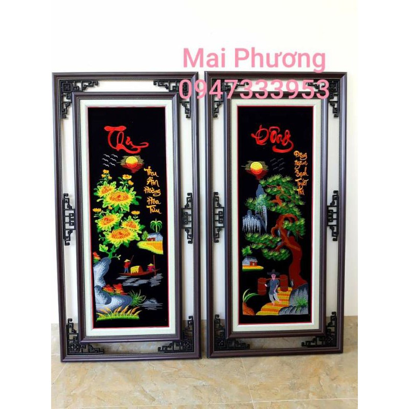 Bộ tranh TỨ QUÝ BỐN MÙA 1 bộ gồm 4 bức tất cả "ĐÃ THÊU SẴN" về chỉ việc đóng khung.