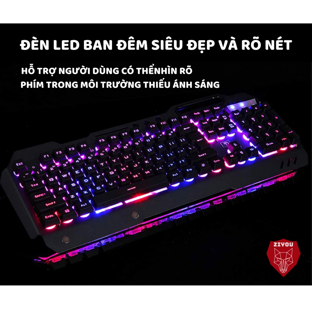 Bàn Phím Giả Cơ GAMING ZIYOU K618 Có 10 Chế Độ Led RGB ,Có Dây Thích Hợp Với PC,Laptop,Máy Tính