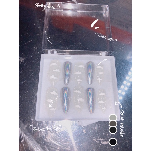 [SALE] Nail box- móng up MẪU MÂY VÀ TRÁNG GƯƠNG CẦU VÒNG [sốc] | BigBuy360 - bigbuy360.vn