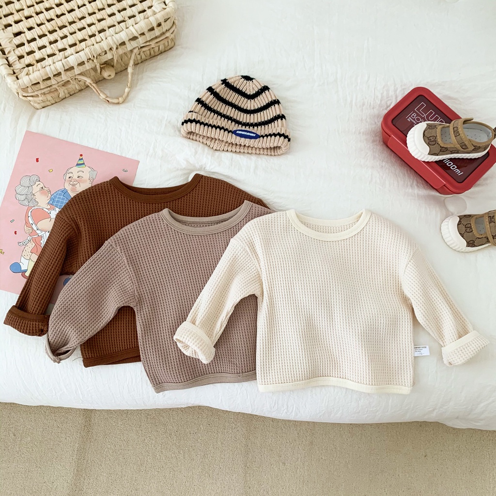 Áo thun tay dài màu sắc nhã nhặn thời trang dành cho trẻ em