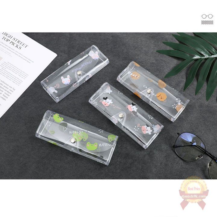 Hộp Đựng Mắt Kính Trong Suốt Họa Tiết Hoạt Hình Dễ Thương Khung Nhựa Cứng
