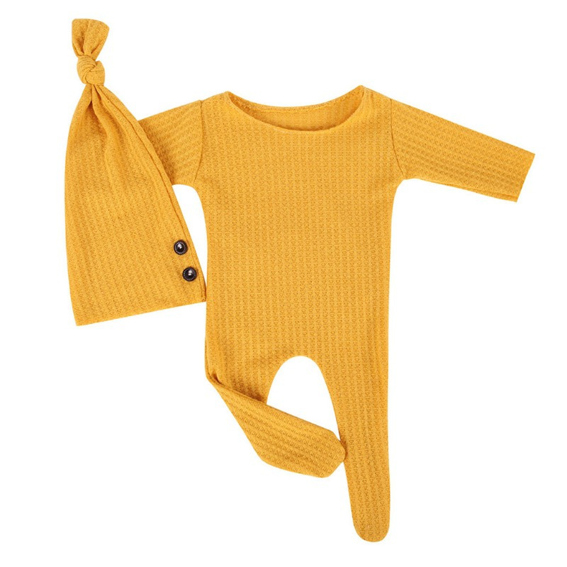 Bộ 2 Món Áo Liền Quần + Nón Dùng Làm Đạo Cụ Chụp Ảnh Cho Bé Sơ Sinh