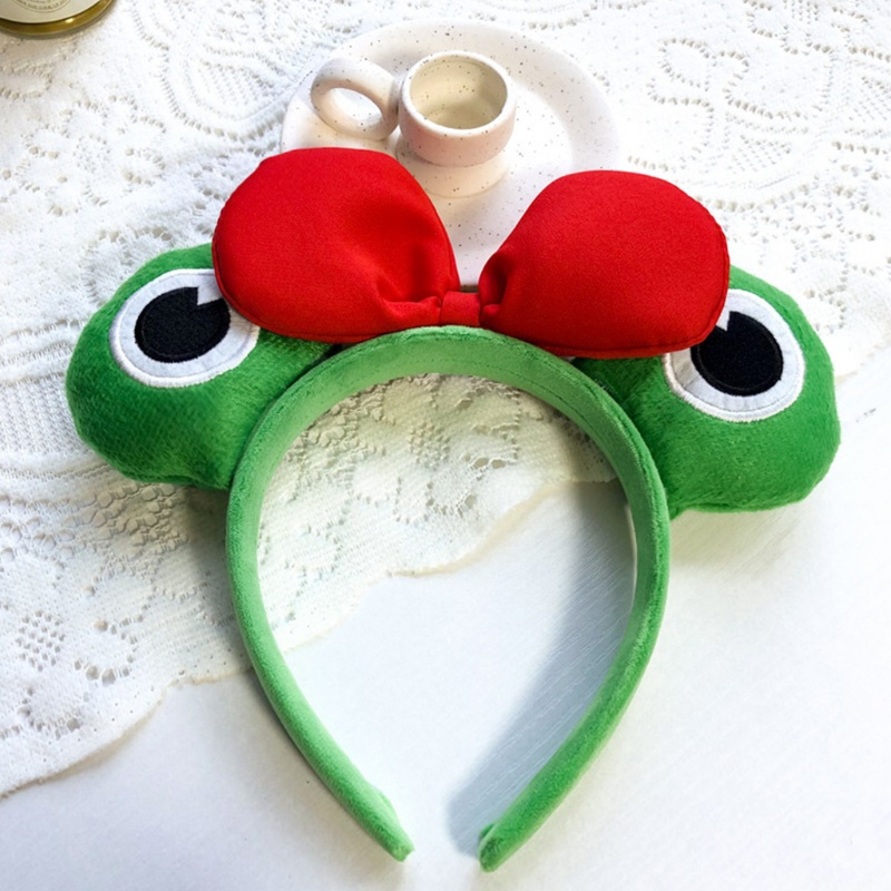 Flgo Băng Đô Rửa Mặt Bằng Vải Lông Nhung Họa Tiết Ếch Hoạt Hình Đáng Yêu Dành Cho Tiệc Tù