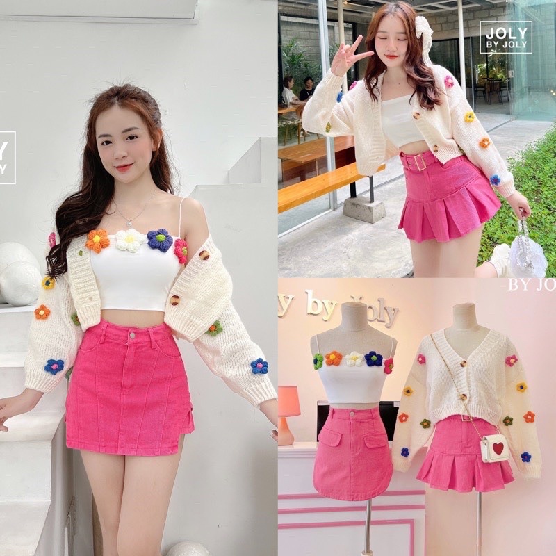 Áo khoác lửng gắn hoa len xinh đẹp BH8 nhé