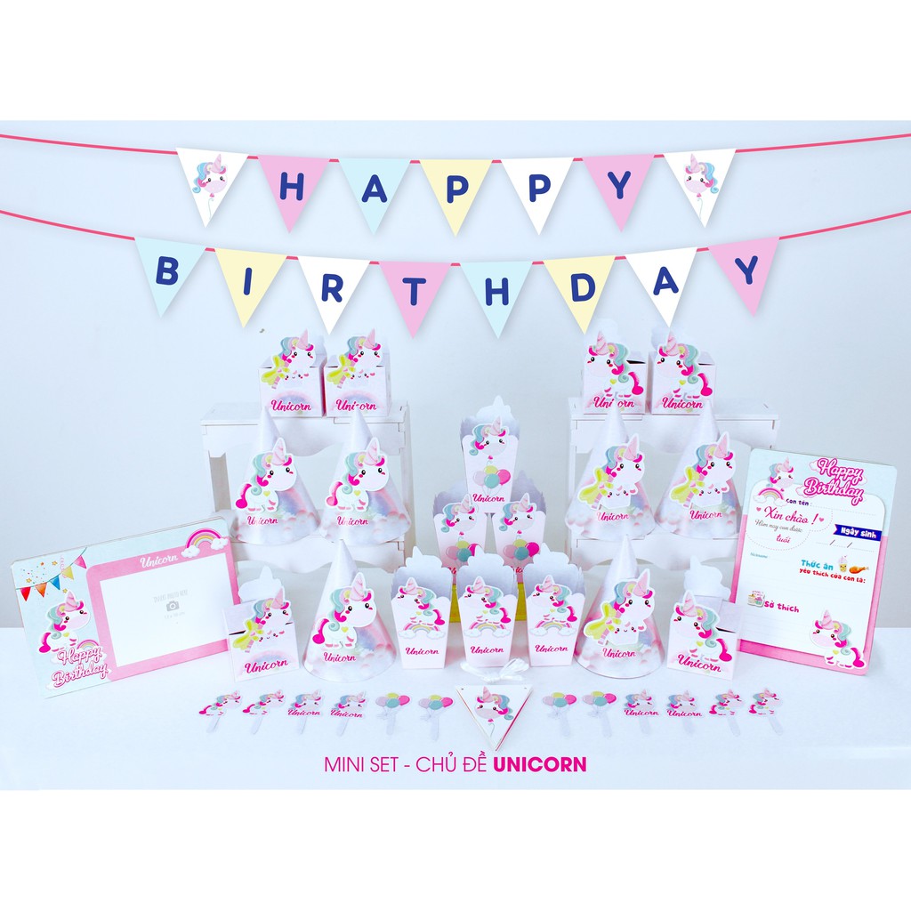 Set mega trang trí sinh nhật cho bé mọi chủ đề: Baby boss, phi hành gia, Baby Shark, Baby Girl, Trâu Hồng, Unicorn