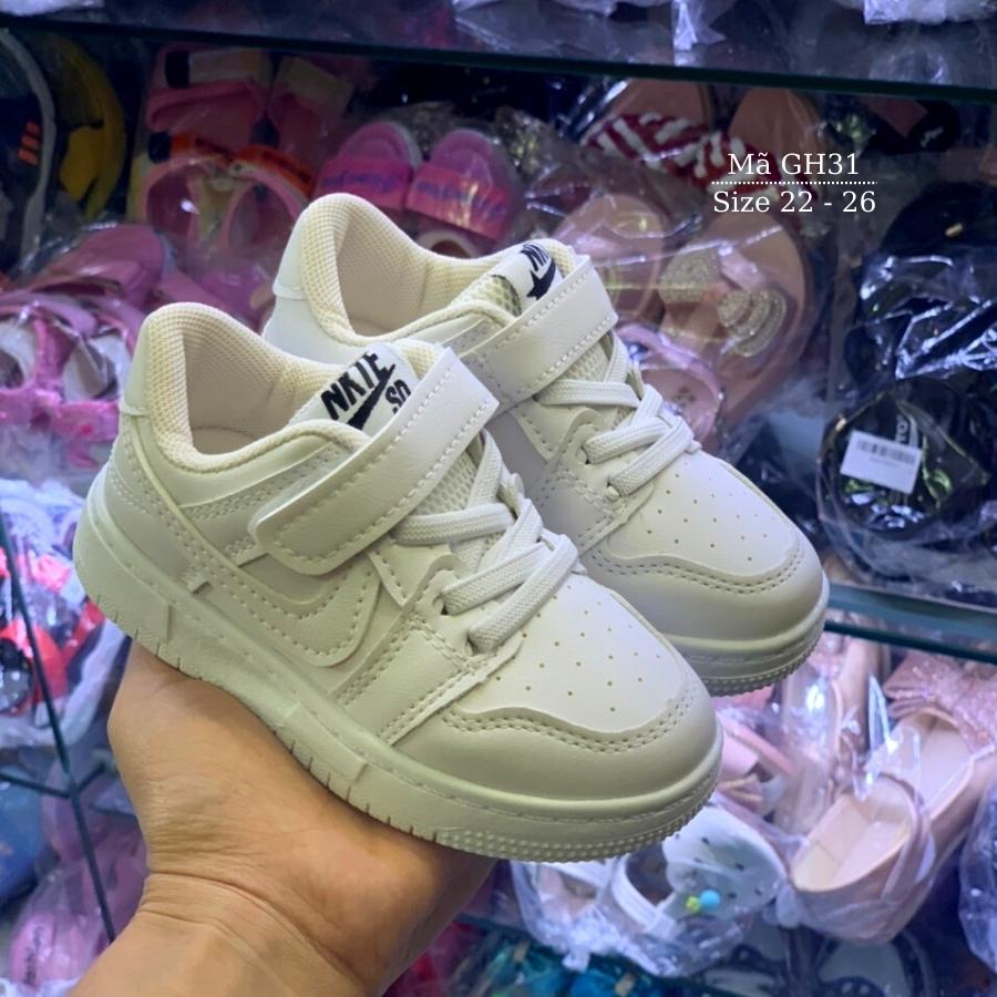 Giày trắng cho bé trai bé gái LIMIBABY thể thao da mềm nhẹ êm chân kháng khuẩn đi học đi chơi mùa hè dẽ thương GH31