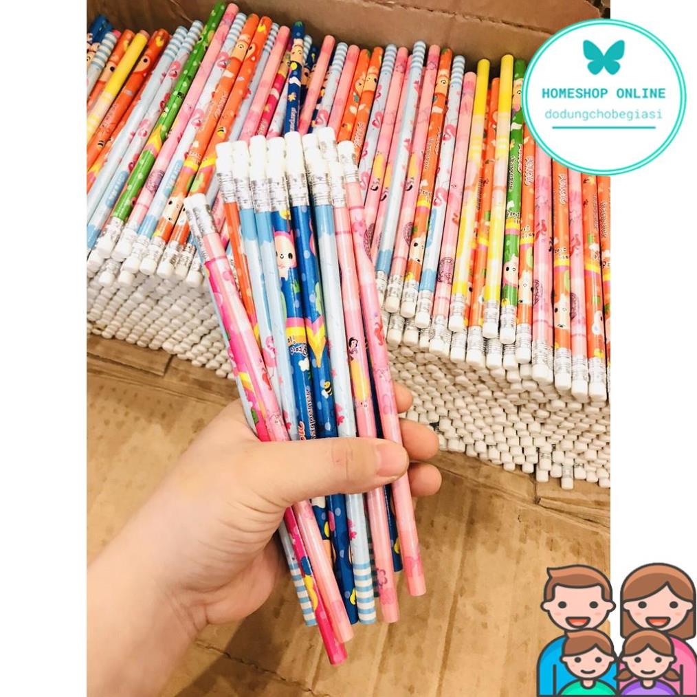 Bút chì HB kèm tẩy hoạt hình dễ thương cho bé