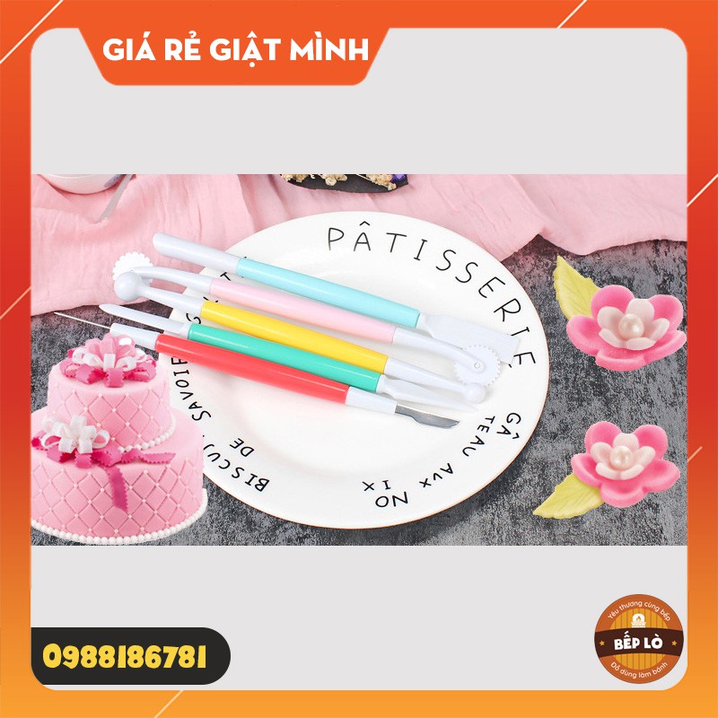 Bộ tạo hình fondant trang trí bánh kem bánh trung thu 3D 2 đầu nhiều màu sắc