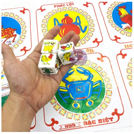 Bộ Đồ Chơi Lắc Bầu Cua Tôm Cá Xúc Xắc Bằng Giấy