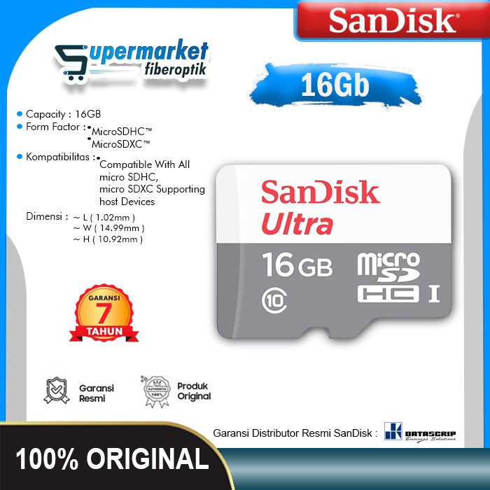 Thẻ nhớ Sandisk Ultra 16GB Class10 80Mb/s 16GB SDHC Microsd cho điện thoại