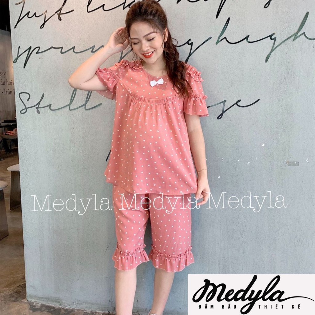 [HÀNG MỚI VỀ] Đồ bầu mặc nhà mùa hè - Bộ ngủ bầu lửng chất mát Medyla - NH40