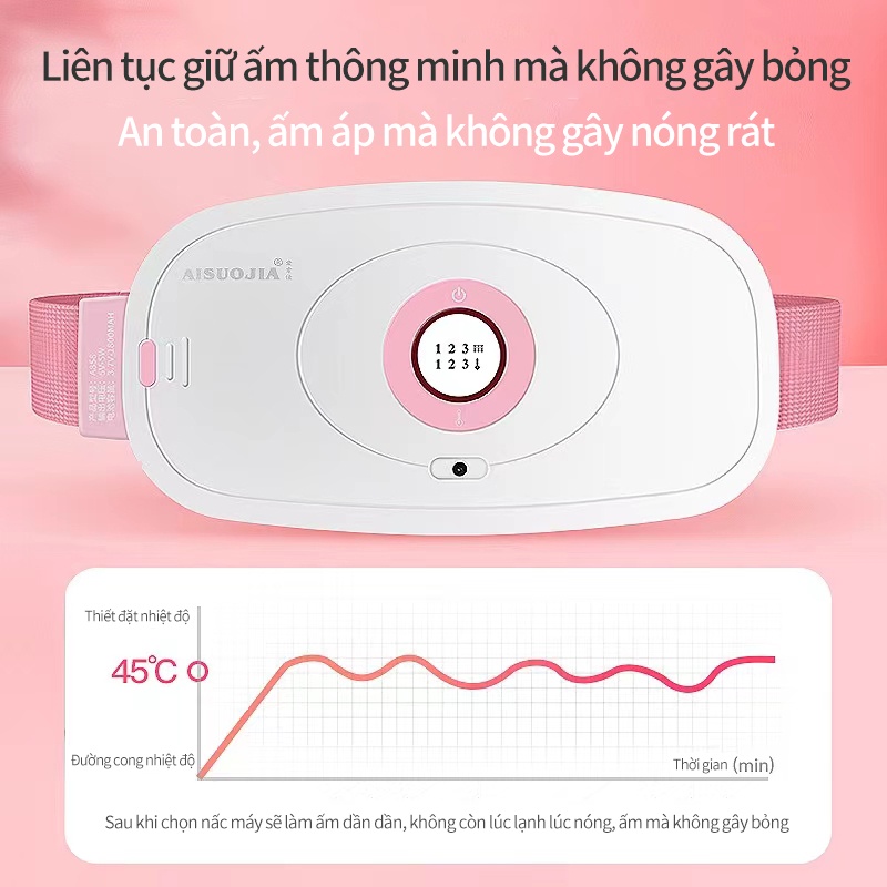 Đai chườm nóng sưởi ấm có chức năng massage - Giảm đau bụng kinh nguyệt