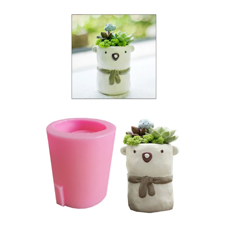 Khuôn Silicone làm chậu cây mọng nước hình gấu nhỏ DIY
