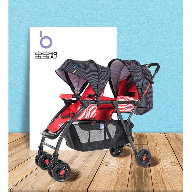 XE ĐẨY ĐÔI SIÊU GẤP GỌN BAOBAOHAO 705 (GHẾ TRƯỚC GHẾ SAU) CÓ LÒ XO GIẢM XÓC, KÈM MÀN CHE