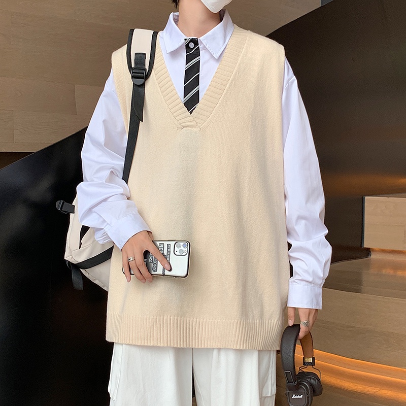 Áo len gile nam form rộng, áo gile len nam mặc ngoài ulzzang hàn quốc mặc đi học đi chơi phong cách cơ bản