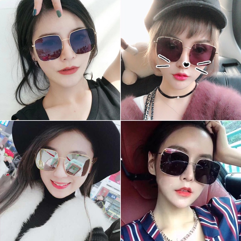 Kính Râm Nữ Oversize Tròng Vuông Chống Tia UV400 Thời Trang