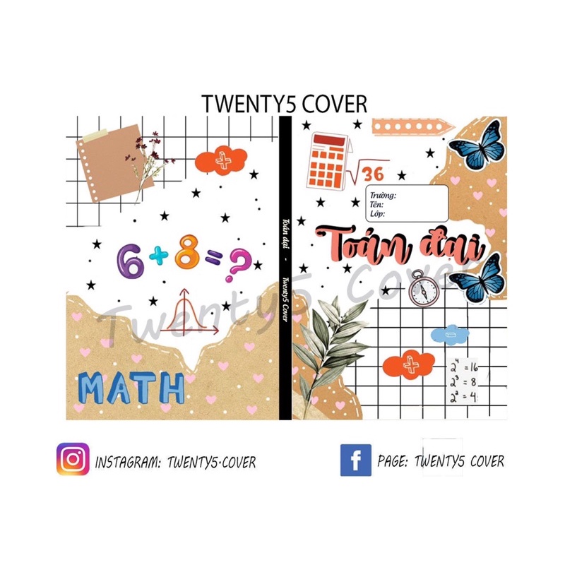 Set giấy bao tập - sách theo môn mẫu 02