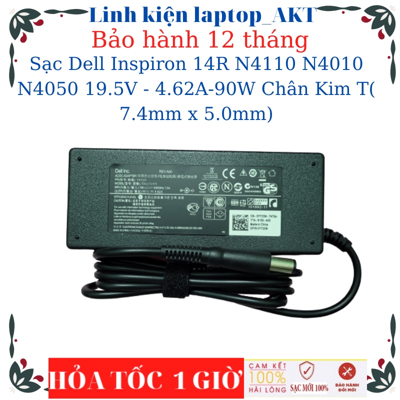 Sạc Laptop Dell Inspiron 14R N4110 N4010 N4050 19.5V - 4.62A-90W Chân Kim To