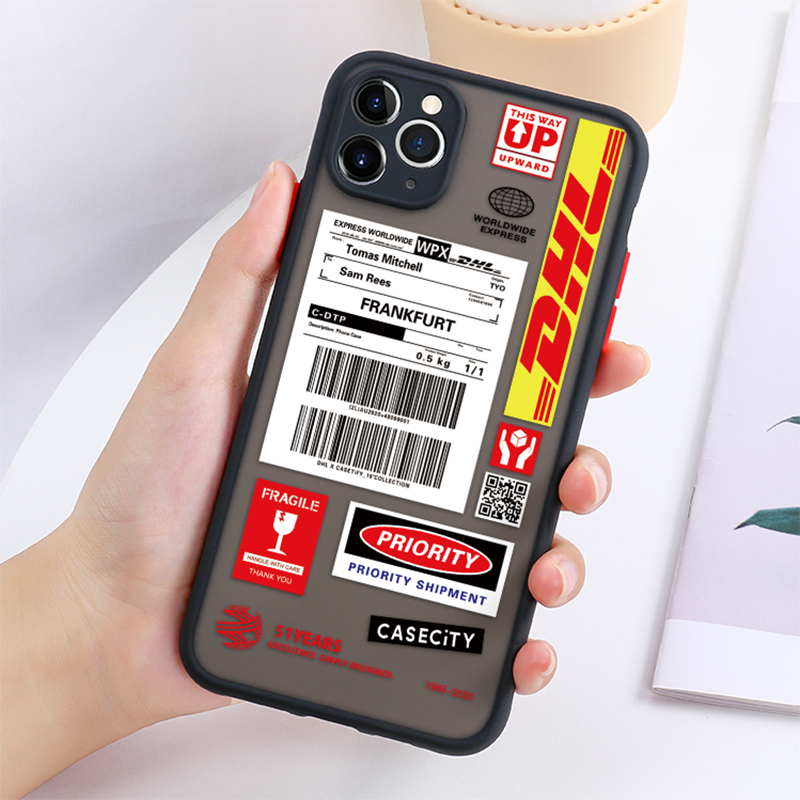 Ốp điện thoại PC mặt nhám trong suốt họa tiết logo DHL cho Iphone 11 12 Pro Max 12 Mini X Xr Xs Max 6 6s 7 8 Plus