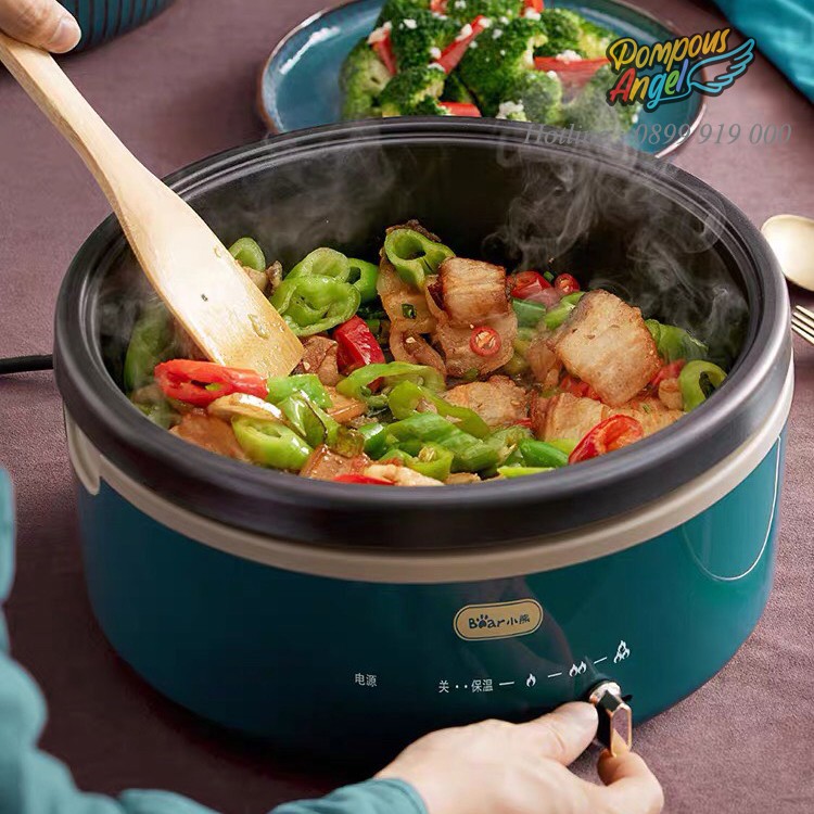 Nồi lẩu nướng điện tháo rời dung tích 4L BEAR DHG-P40C1 màu xanh -1300w Bảo hành 12 tháng đổi mới 7ngày