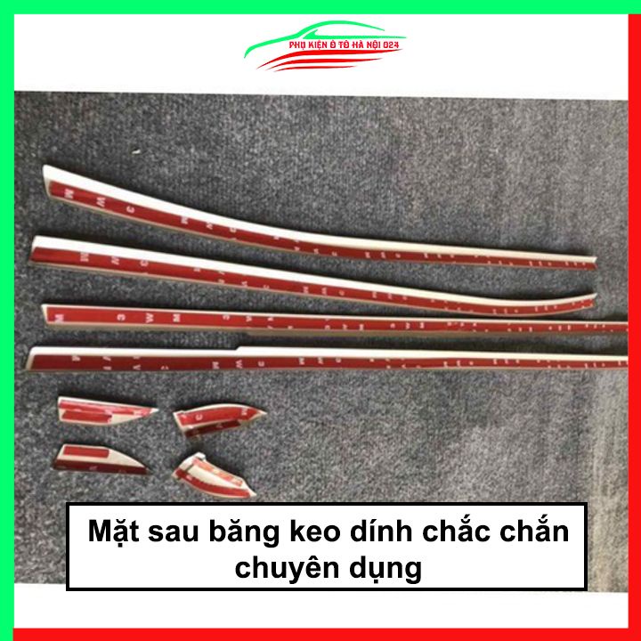 Bộ nẹp viền chân kính cong kính Vinfast Fadil 2019-2023 Inox sáng bóng chuẩn form xe