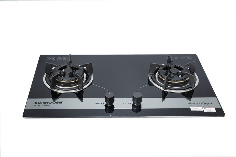 Bếp Gas Âm Kính Sunhouse SHB8836 mới Chính Hãng 100% +Tặng Van Dây gas-Đánh lửa IC-Bảo Hành 24 tháng