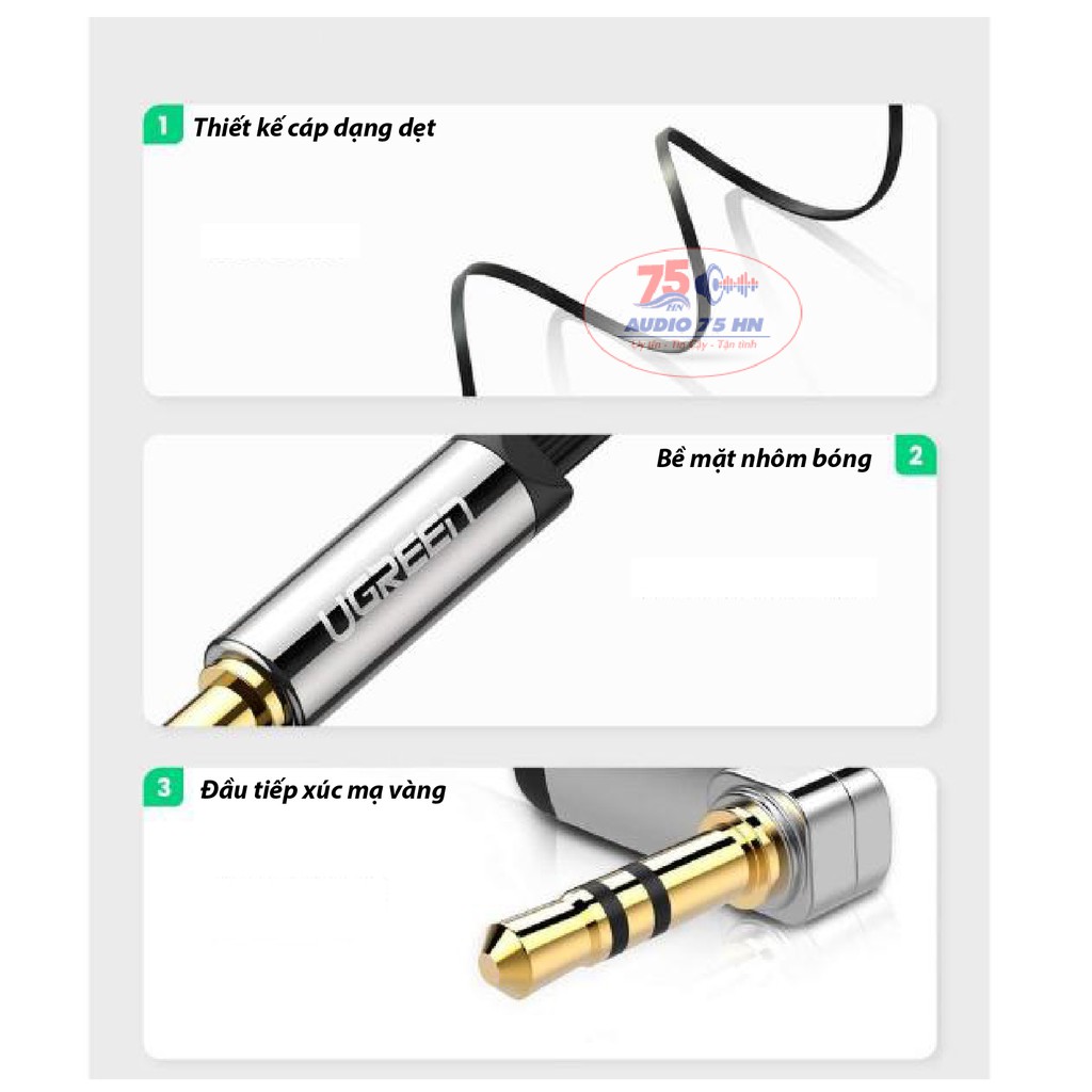 [CHÍNH HÃNG] Cáp Audio 3.5mm dẹt Ugreen AV119 hàng chính hãng nhiều kích thước