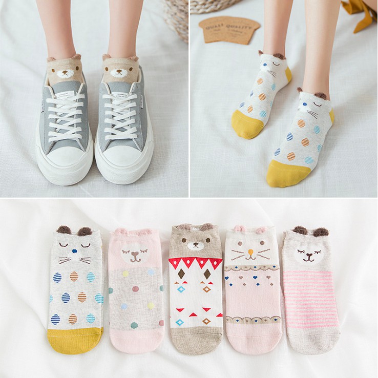 VỚ TẤT NỮ CỔ NGẮN STYLE HÀN DỄ THƯƠNG TÔNG HỒNG