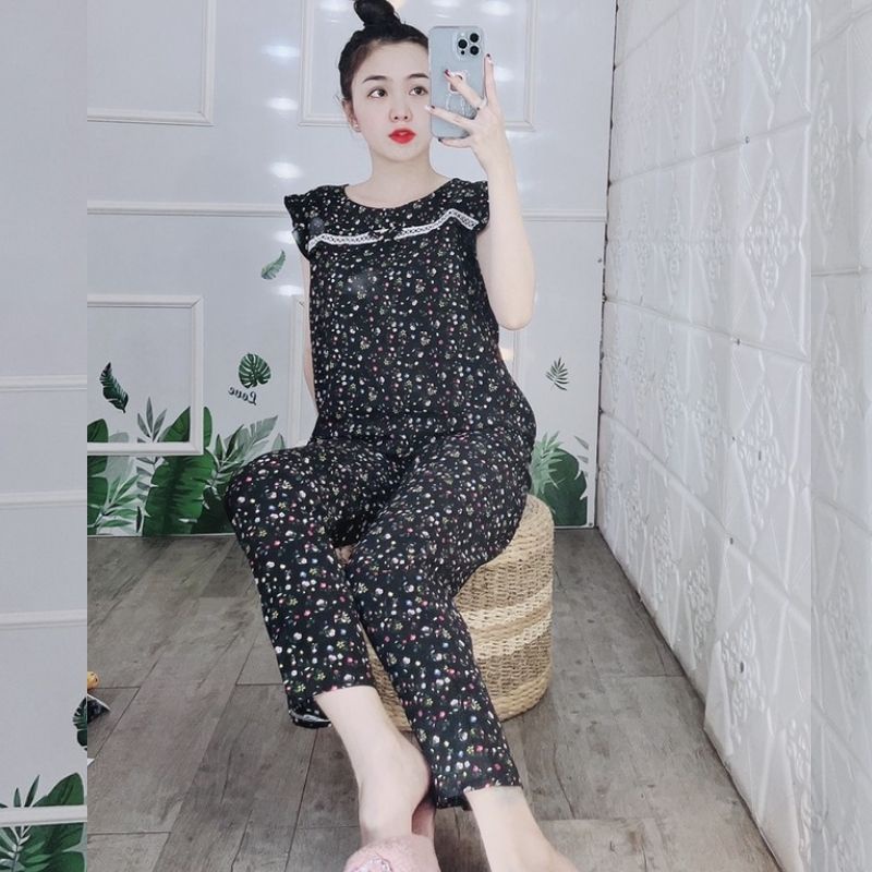 Đồ bộ pyjama lụa 100D đồ ngủ nữ lụa pijama  bộ ngủ mặc nhà quần dài cute dễ thương cao cấp bigsize ESHOP PM04