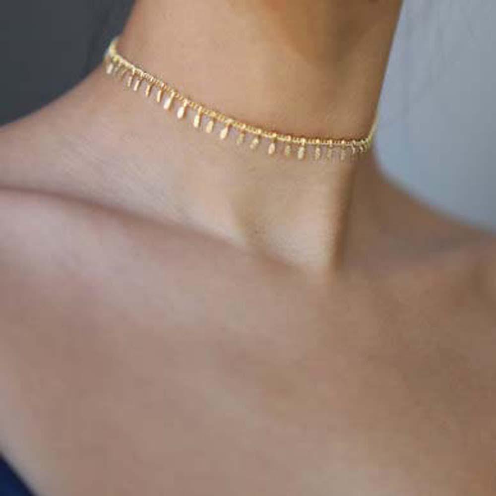 Vòng cổ Ngắn Đính Hạt Màu Trắng Thời Trang Cho Nữ