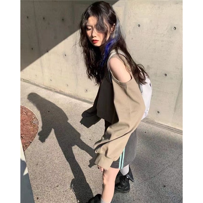 Áo sweater Dáng Rộng Cổ Tròn Trước Và Sau Lưng Màu Trơn Kiểu Hàn Quốc Thời Trang 2022 Cho Bạn Gái