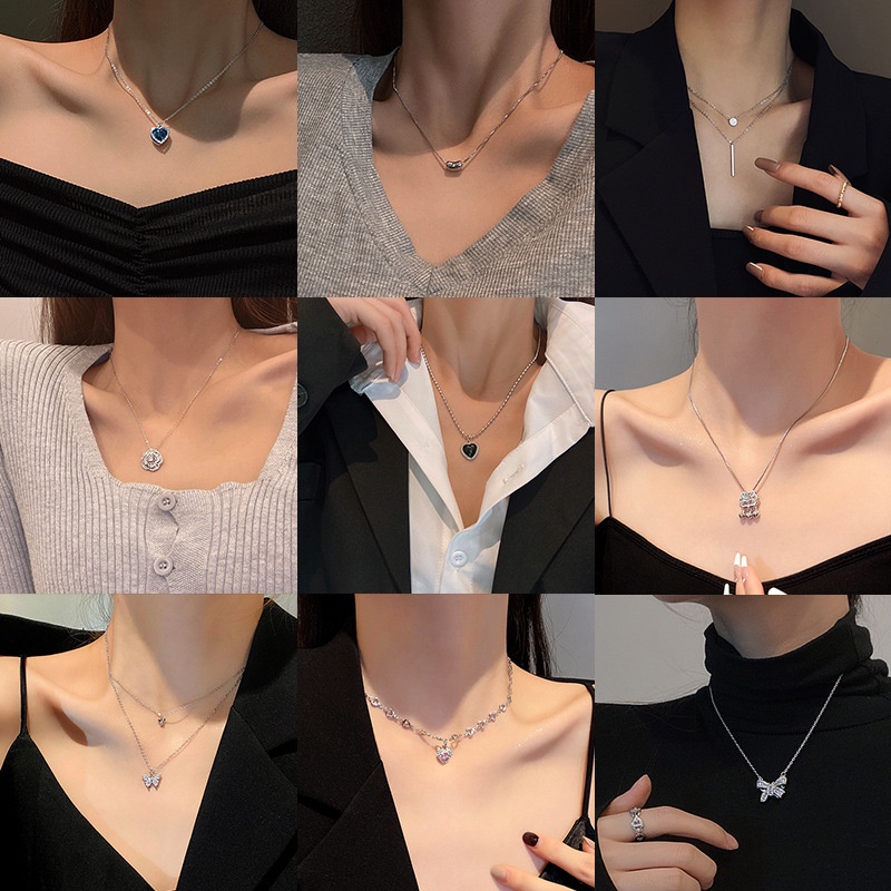 Dây chuyền mặt nơ trái tim đính đá đơn giản sang trọng cho nữ